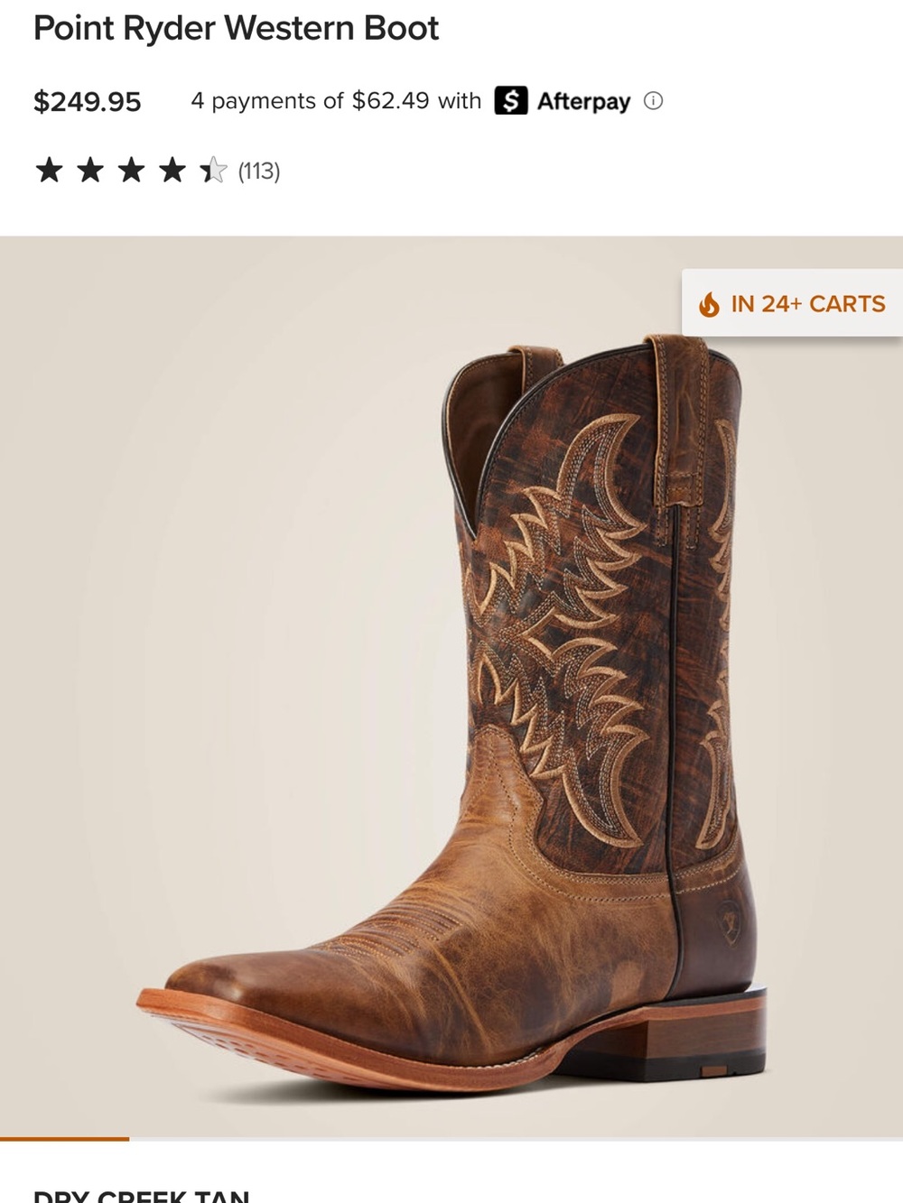 Ariat Brown Distressed Leather Western Boots with Classic Stitching - Picture 8 of 8